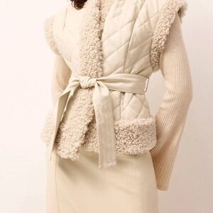Marie Oliver Cream Textured Vest with Belt